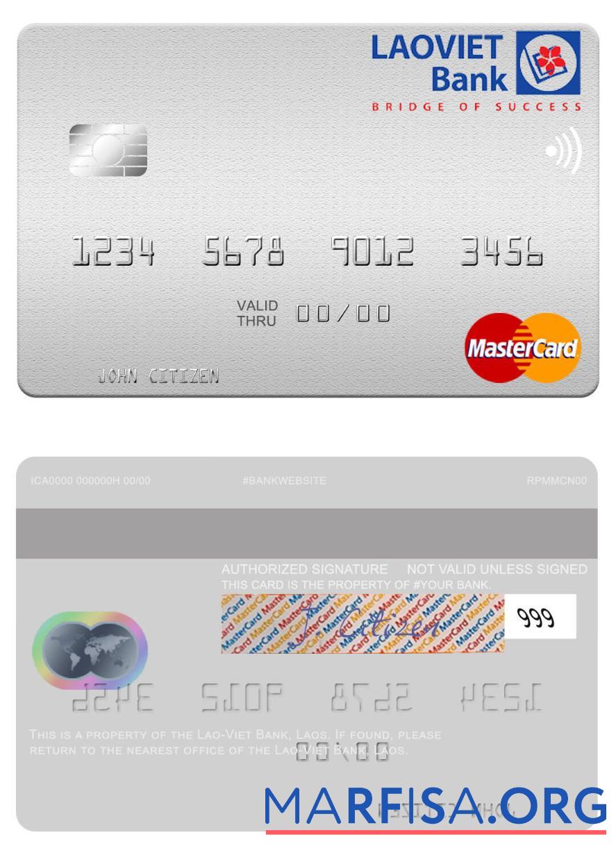 Realistic Laos Lao Viet Bank mastercard example